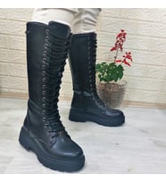 Pierre Cardin 52444 Siyah Fermuarlı Bağacaklı 41cm Bayan Çizme