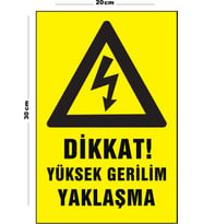 Metal Dikkat Yüksek Gerilim Yaklaşma 20cm x 30cm A4 Büyüklüğünde Uyarı Levhası Yönlendirme Tabelası