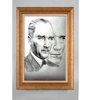 Çerçeveli Paspartulu Atatürk Tablo a433 (Gold)