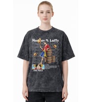 Monkey D. Luffy One Piece Anime Baskılı Unisex Oversize Eskitme Yıkamalı Tişört