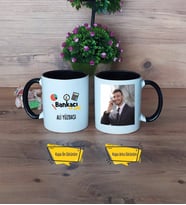 Bankacı Kupa Bardak Siyah Fotoğraflı Bankacılar Günü Hediyesi