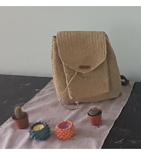 Ayla Karakılçık El Örgüsü Sırt Çantası (Fıstık Yeşili)