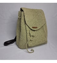 El Örgüsü Kağıt İp Sırt Çantası - Fıstık Yeşili Astarlı ve İç Cepli Hasır Çanta (30 cm) Ayla Karakılçık
