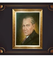 Özel Seri Paspartulu Çerçeveli Atatürk Tablo l733 (Gold)