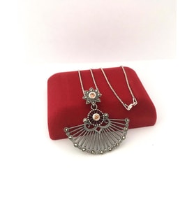 GÜMÜŞ MARKAZİT VE SİTRİN TAŞLI KOLYE