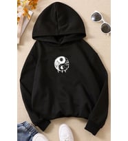 Çocuk Yin & Yang Tasarım Sweatshirt (Siyah)