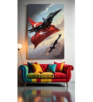 TÜRK BAYRAĞI İLE SÜZÜLEN F16 Ev Duvar Salon Güzellik Salonu Ofis Dükkan Dekarasyon Kanvas Tablo (Çok Renkli)