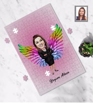 Kişiye Özel Melek Anne Karikatürlü A3 130 Parça Puzzle Model-4