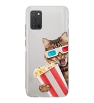 PrintiFy Samsung Galaxy A02s ile Uyumlu Kedi 1 Kamera Korumalı Şeffaf Kılıf