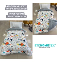ETE HOMETEX TEK KİŞİLİK LÜX WELSOFT YORGAN ASTRONOT GRİ 155X215CM 8696474231857