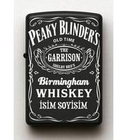 Peaky Blinders Desenli Kişiye Özel İsimli Siyah Benzinli Metal Çakmak 2