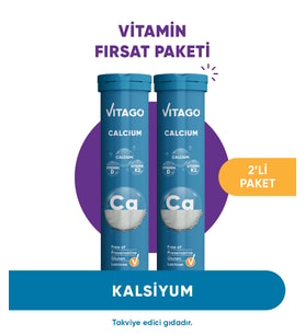 2'li Paket-Vitago Kalsiyum, D3, K2 Vitamini İçeren Efervesan Tablet