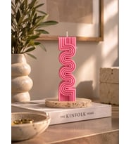 Mumelia Sonsuz Kıvrım - Doğal Soya Blok Dekoratif Mum - Büyük Boy - Pembe