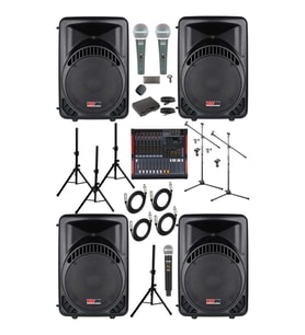 Lastvoice Ample Classy-Paket-4 Aktif hoparlör ve Mixer Full Ses Sistemi Seti