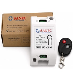 Akıllı WiFi + RF 433MHz Tek Kanallı 10A Röle Modülü - AC 100-240V Şebeke Beslemeli RF Kumandalı Set (Tuya, Alexa, Google Asistan Destekli)