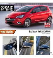 Opel Corsa Uyumlu E (2014-2019) Batman Yarasa Ayna Kapağı (Parlak Siyah)