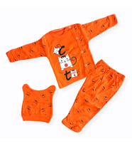 Babycan Şaşkın Kedi 3 Parça Turuncu Renk Bebek Takım 2051964