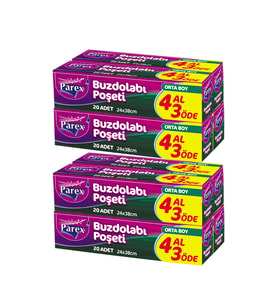 Buzdolabı Poşeti Orta Boy 4 Al 3 Öde (4*20) 24 x 38 cm İkili Set