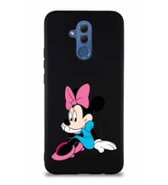 Huawei Mate 20 Lite Soft Premier Kapak Minnie Mouse-E Tasarımlı Silikon Kılıf - Siyah (Şeffaf)