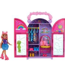 Barbie Chelsea Oyuncak Bebek Ve Dolap Oyuncak Seti, 15 Parça Giysi Ve Aksesuar Dahil, Katlanabilir S (Çok Renkli)