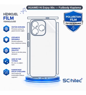 SChitec HUAWEI Hi Enjoy 80s Uyumlu Fullbody Arka Kaplama Hidrojel Koruyucu Film