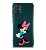Samsung Galaxy M31S Soft Premier Kapak Minnie Mouse-F Tasarımlı Silikon Kılıf - Yeşil (Şeffaf)