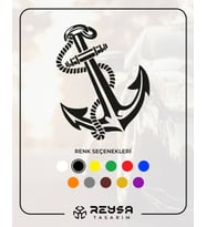 Denizci Çapası Sticker siyah 20x20 CM (Siyah-Siyah)