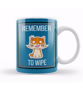 REMEMBER TO WIPE Cat Lover Gifts Kupa Bardak Porselen