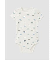 LCW baby Ekru Kısa Kollu Baskılı Erkek Bebek Body