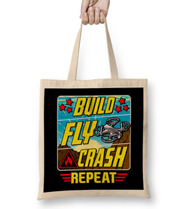 Funny Build Fly Crash Repeat Drone Pilot Droning Bez Çanta Uzun Saplı