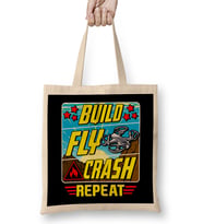 Funny Build Fly Crash Repeat Drone Pilot Droning Bez Çanta Uzun Saplı