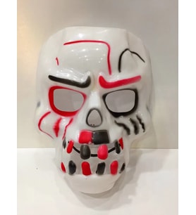 Beyaz Üzeri Rengarenk Korku Dişli Kafatası Maskesi 30x22 cm