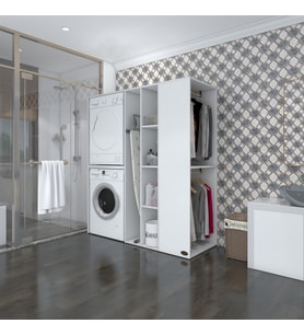 Kenzlife çamaşır-kurutma makinesi dolabı ve giysi dolabı kazvini sağ byz 180*160*60  banyo (Beyaz)