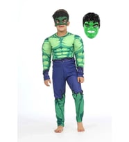 Hulk kostümü kaslı 2 Maskeli Hulk çocuk kostümü maskeli Kaslı parti özel gün kıyafeti (Çok Renkli)