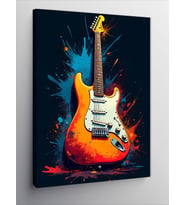 Kanvas Tablo Alevli Elektro Gitar