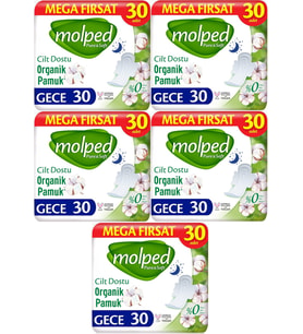 Molped Pure&Soft Hijyenik Ped Gece 150 (5PK*30) Adet Mega Pk