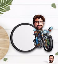 BK Gift Kişiye Özel Erkek Motorcu Karikatürlü Ahşap Bardak Altlığı-2