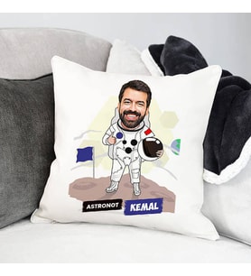 Kişiye Özel Erkek Astronot Karikatürlü Yastık