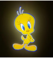Tweety Logolu Mesafe Sensörlü  Fotoselli Pilli Yapıştırmalı Kapı Altı Led Logo