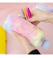 Ponponlu Gökkuşağı Peluş Tüylü Kalemlik
