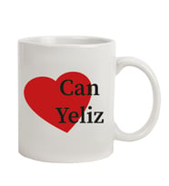 İsme Özel Kalpli Kupa Bardak (Beyaz)
