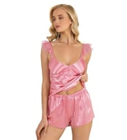 Amora Secret Pembe Saten Şort Takımı 9212