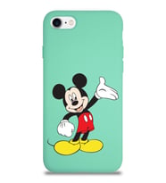 Apple iPhone 7 Uyumlu Lansman Kılıf Mickey Mouse Tasarımlı Altı Kapalı İçi Kadife Kaplı  Kapak (Şeffaf)