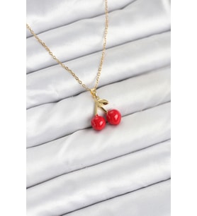 316L Çelik Zincir Gold Renk Kiraz Model Kadın Kolye 5886 - SSSSSS1815-9838