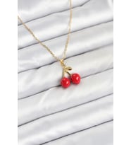 316L Çelik Zincir Gold Renk Kiraz Model Kadın Kolye 5886 - SSSSSS1815-9838
