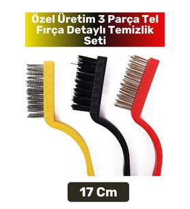 Özel Üretim Yüksek Kaliteli Mutfak Banyo Ocak Detaylı Temizlik 3'lü Sert Tel Fırça Temizlik Seti