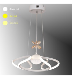 TT307-1TPL-30-BY TT Aydınlatma Helezon Modeli Mat Beyaz Tek Toplu 3 Renk Modüllü Ledli Avize