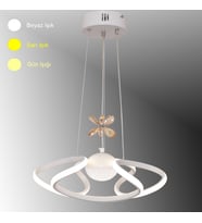 TT307-1TPL-30-BY TT Aydınlatma Helezon Modeli Mat Beyaz Tek Toplu 3 Renk Modüllü Ledli Avize