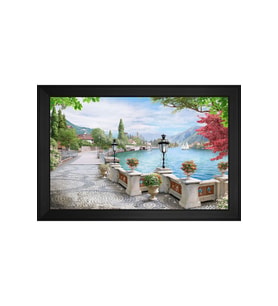 Manzara Temalı Kanvas Tablo 50 x 70 cm Siyah Çerçeve