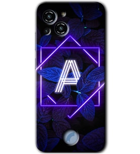 Reeder S23 Pro Max Kılıf HD Desen Baskılı Arka Kapak - Dark Neon Yaprak A Harfi
